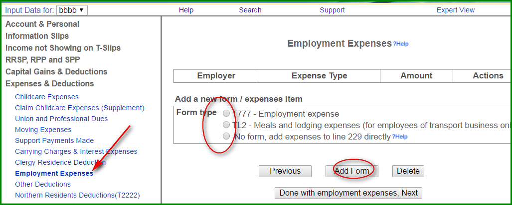 employment expenses